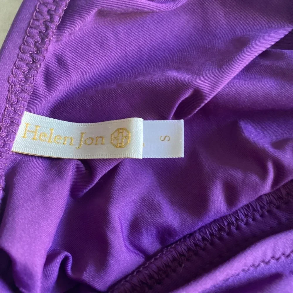 Helen Jon Tankini - S purple ruched , halter , polyester spandex